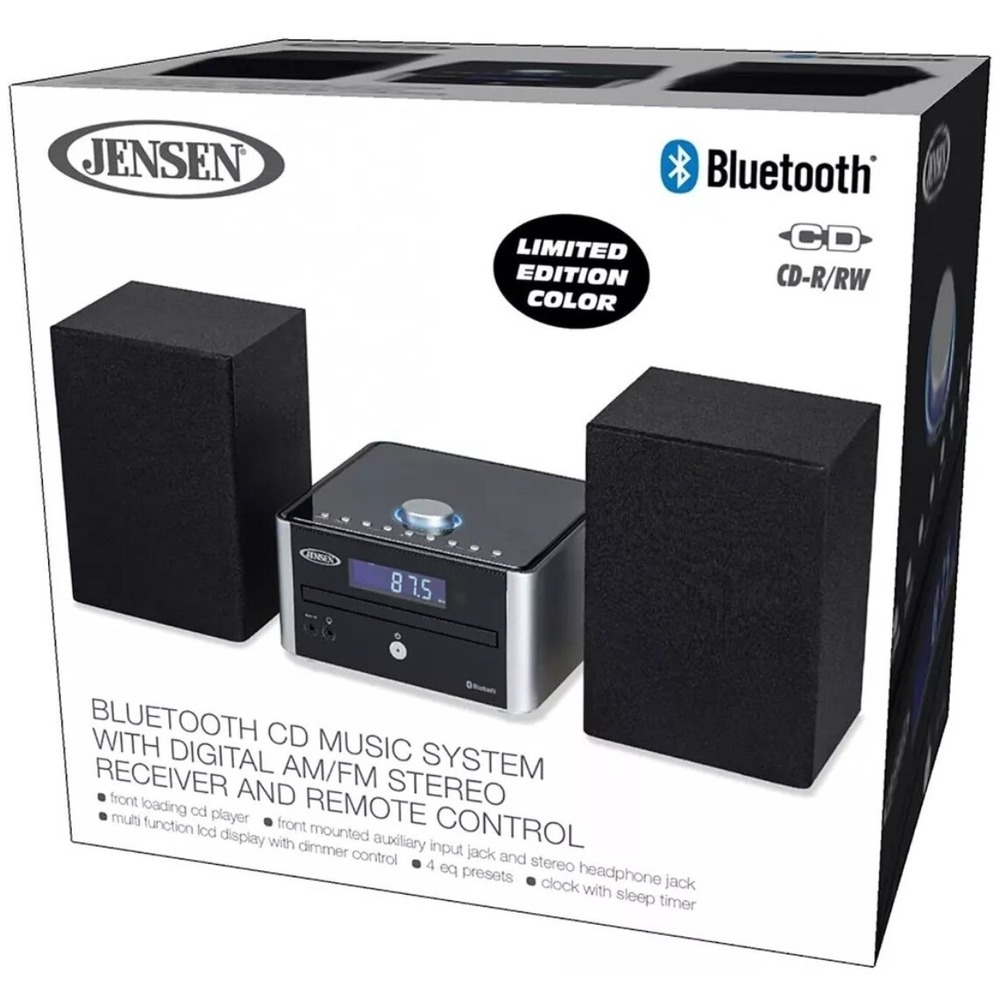 Bookshelf Home Stereo System Bluetooth Cd Player AM FM Radio Stereo Music Jensen